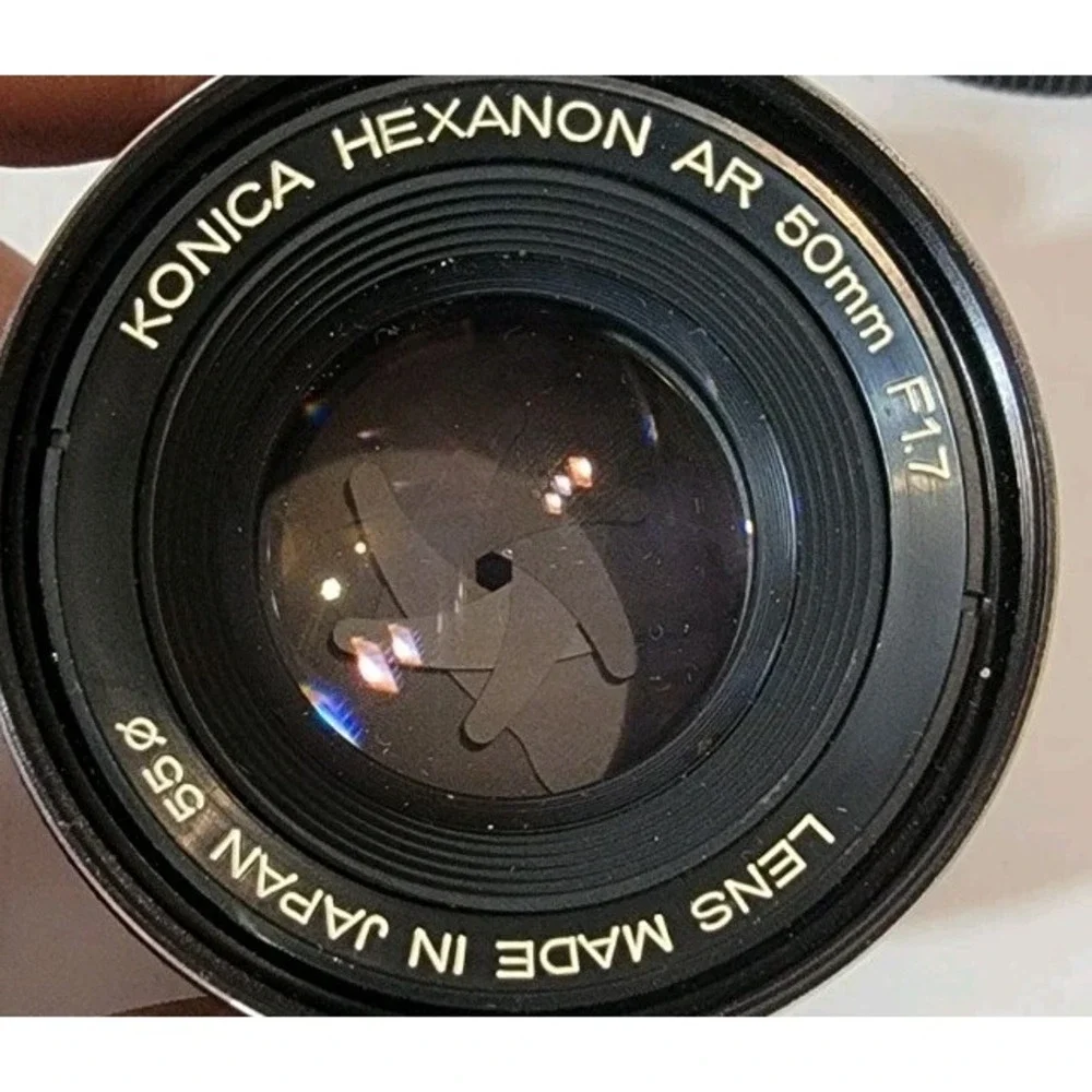 Vintage Konica FP-1 Program‎ Motor Camera Lens Bundle + Case